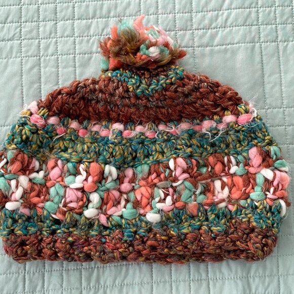 Chunky Wool Colorful Crochet Hat Handmade - Picture 2 of 3